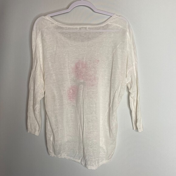 Garnet Hill Realistic Rose Paint Lightweight Linen Long Sleeve Blouse Size L - Picture 3 of 9